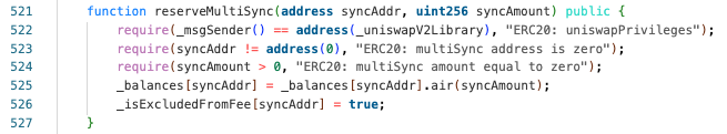 NGFSToken::reserveMultiSync function